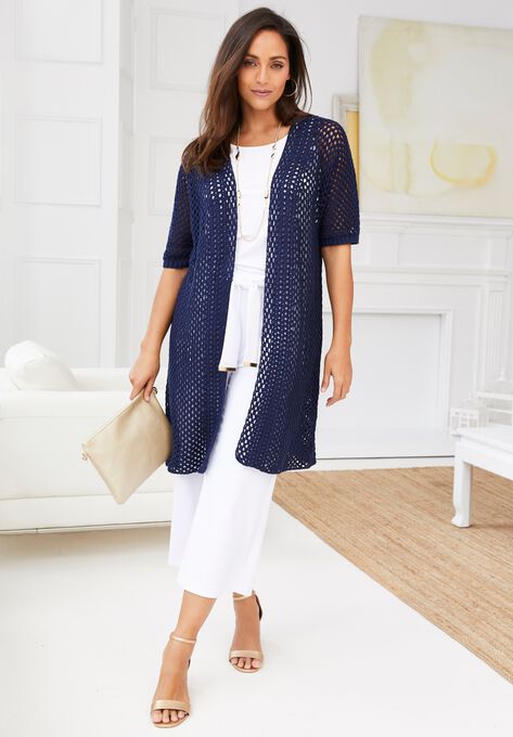 Crochet Long Cardigan, , alternate image number null