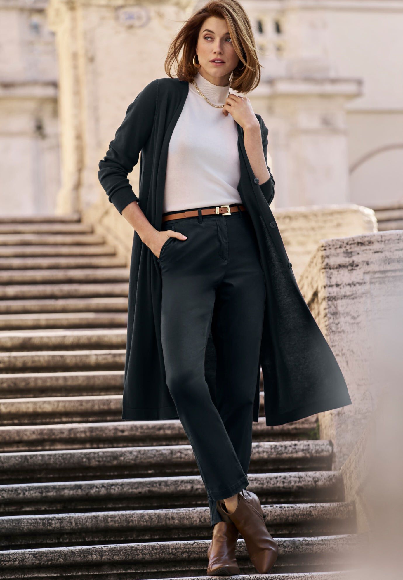 Stretch Cotton Chino Straight-Leg Pant, BLACK, hi-res image number 0