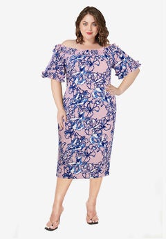 Plus Size Floral Midi Dress
