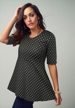 Stretch Cotton Peplum Tunic