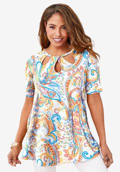 Stretch Knit Cutout Swing Tunic