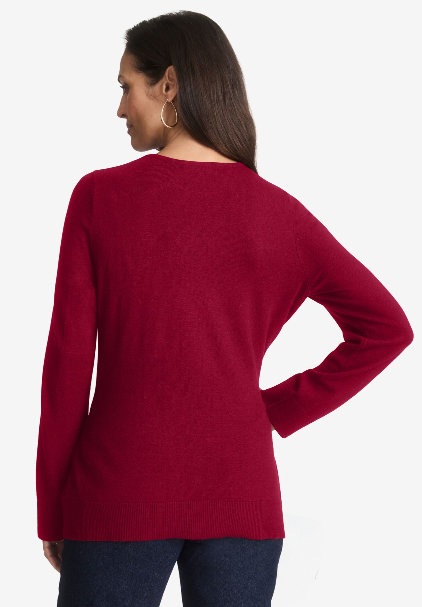 Shirred Waist Crewneck Sweater, , on-hover image number 1