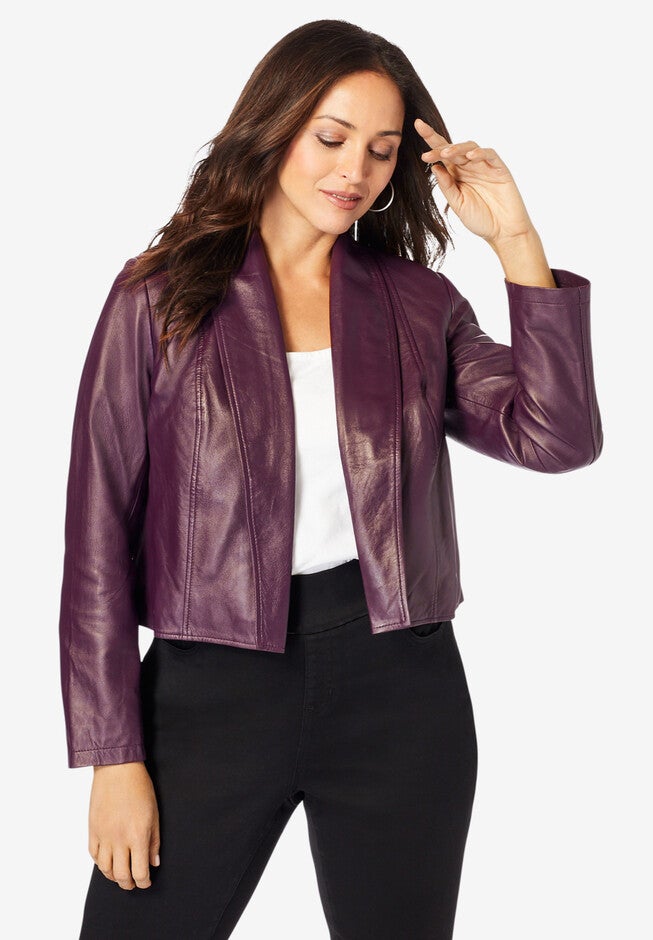 Leather Shrug, DARK BERRY, hi-res image number null