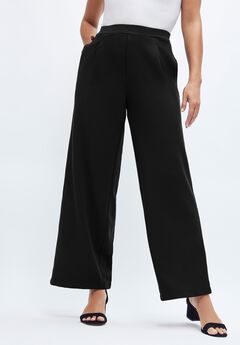 Stretch Knit Crepe Wide Leg Pant