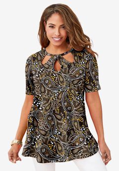 Stretch Knit Cutout Swing Tunic