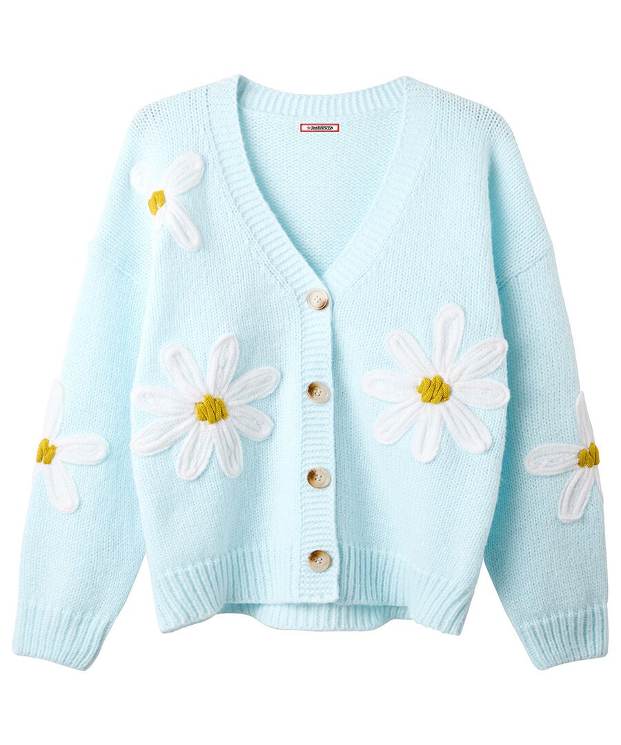 V-Neck Daisy Cardigan, MEGA DAISIES, alternate image number 3