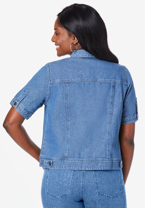 Short Sleeve Denim Jacket, , on-hover image number null