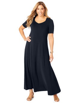 Stretch Knit Sweetheart Maxi Dress