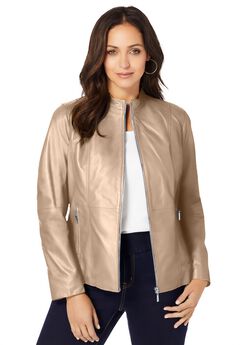 Zip Front Leather Jacket