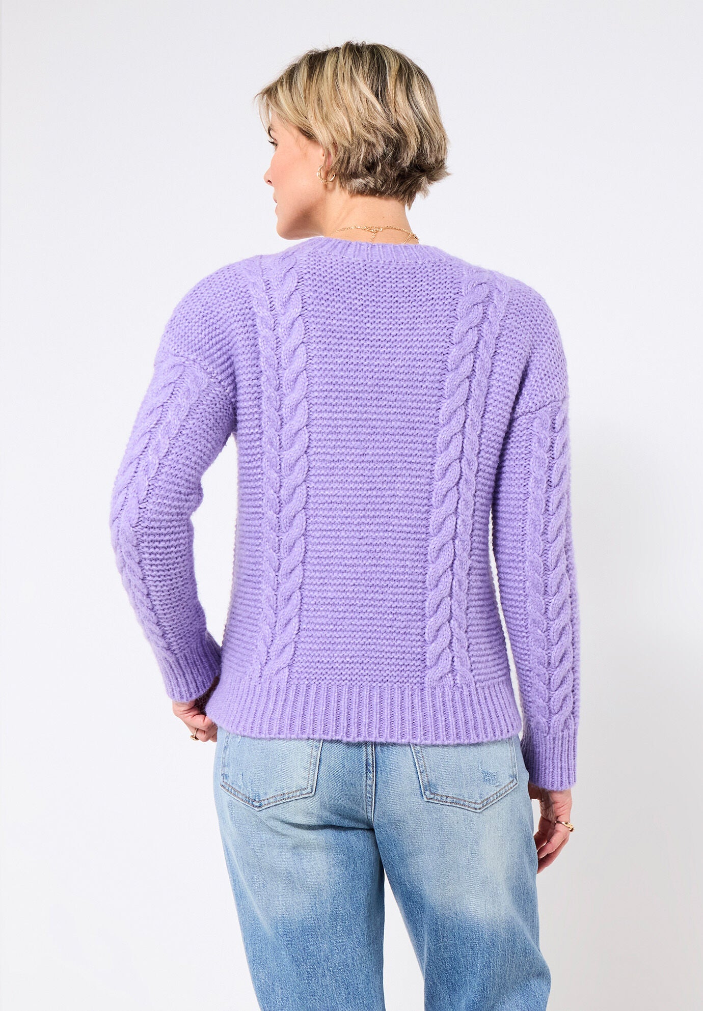 Chunky Cable Pullover, LILAC, on-hover image number 1