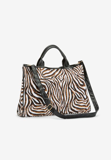 Zebra Canvas Tote Bag, WATERCOLOR ZEBRA, hi-res image number null