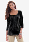 Scoop-Neck Tee, BLACK IVORY DOT, hi-res image number null