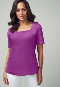 Stretch Cotton Square Neck Tee