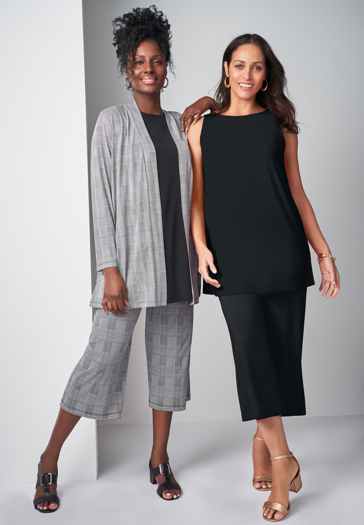 Stretch Knit Wide Leg Crop Pant, , on-hover image number 1