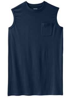 Shrink-Less Longer-Length Lightweight Muscle Pocket Tee