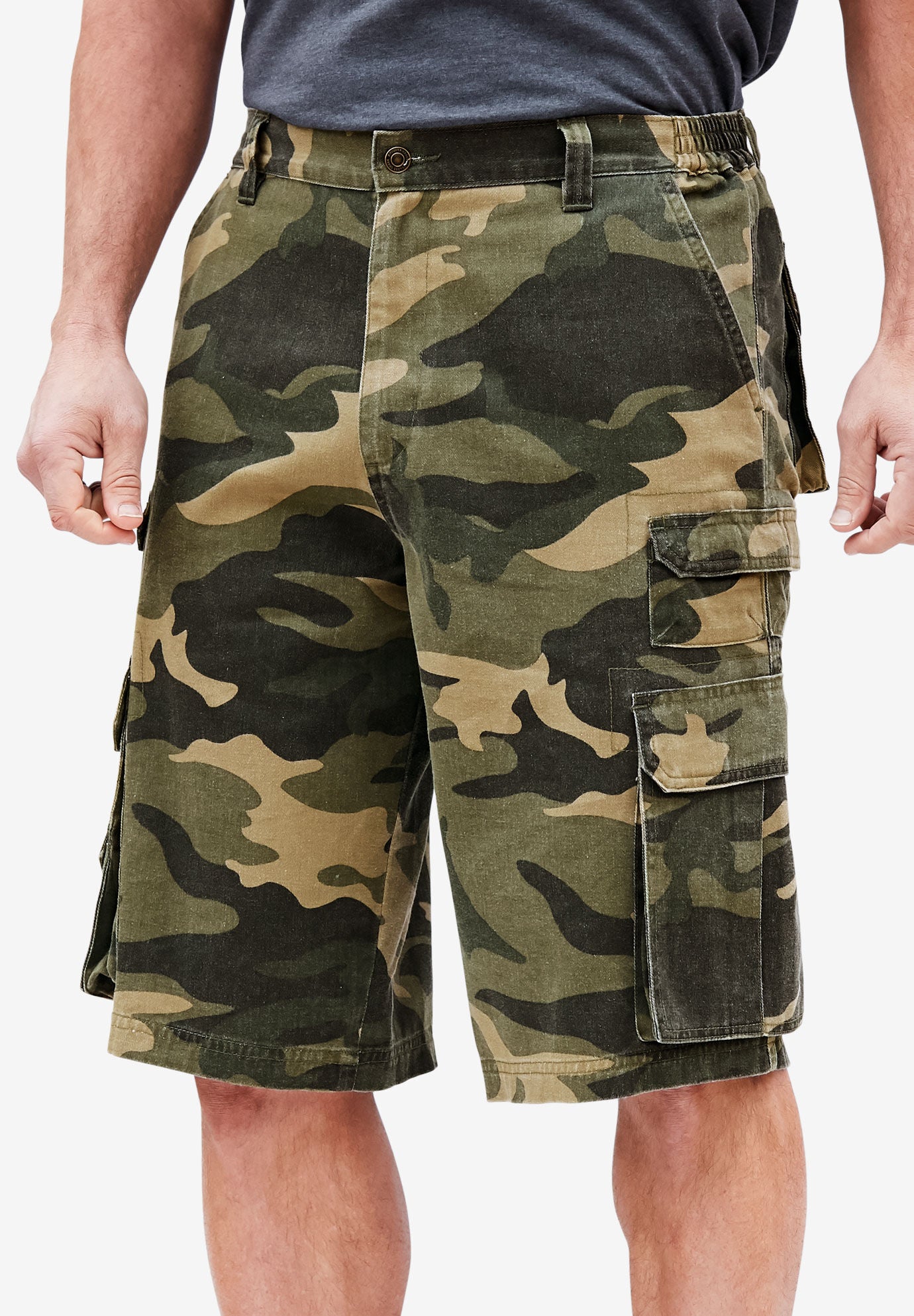 Boulder Creek by Kingsize Mens Big /& Tall 12 Denim Cargo Shorts