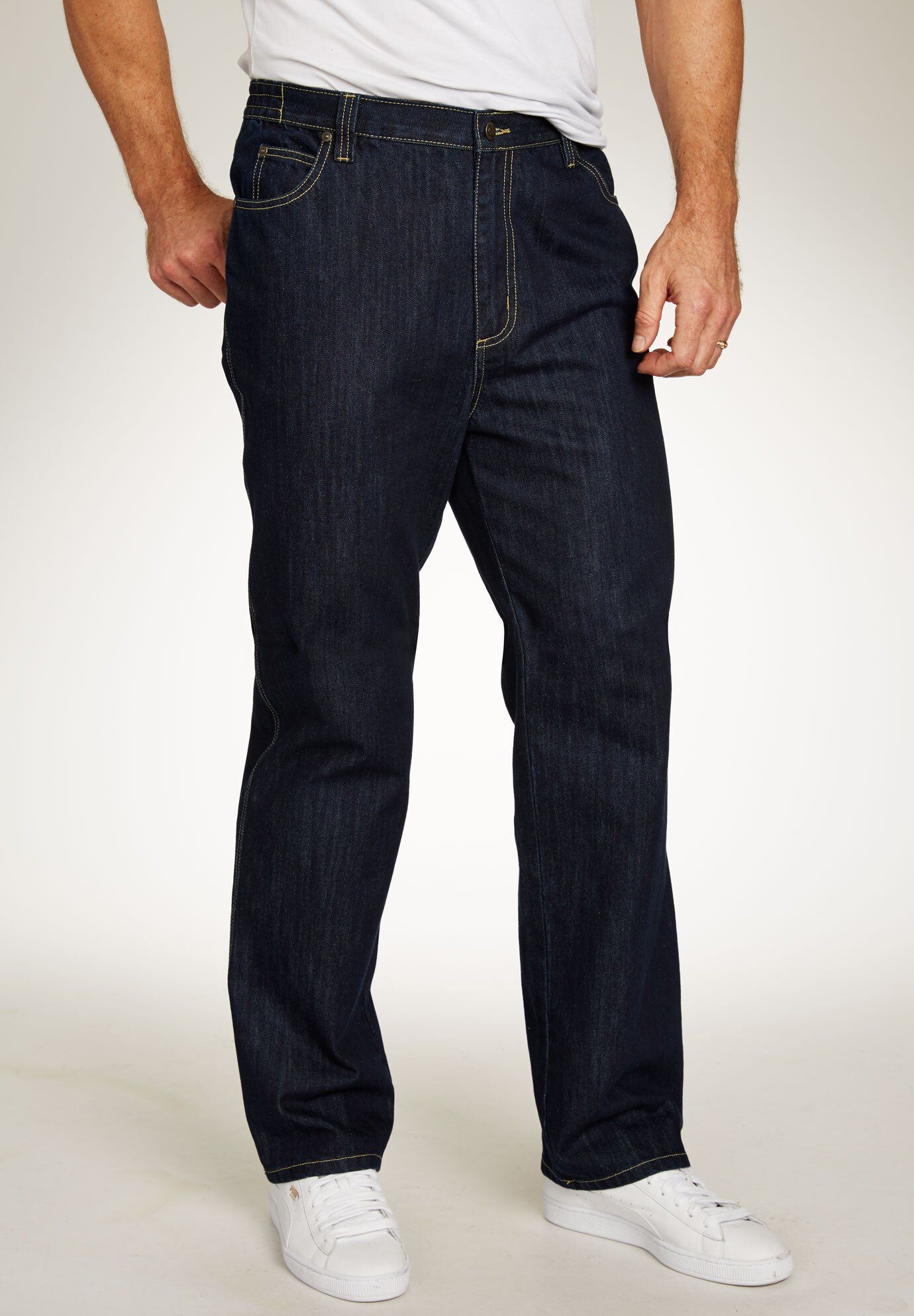 Buttoned Loose Fit Jeans with Pockets main image 1