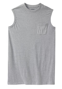 Shrink-Less Longer-Length Lightweight Muscle Pocket Tee