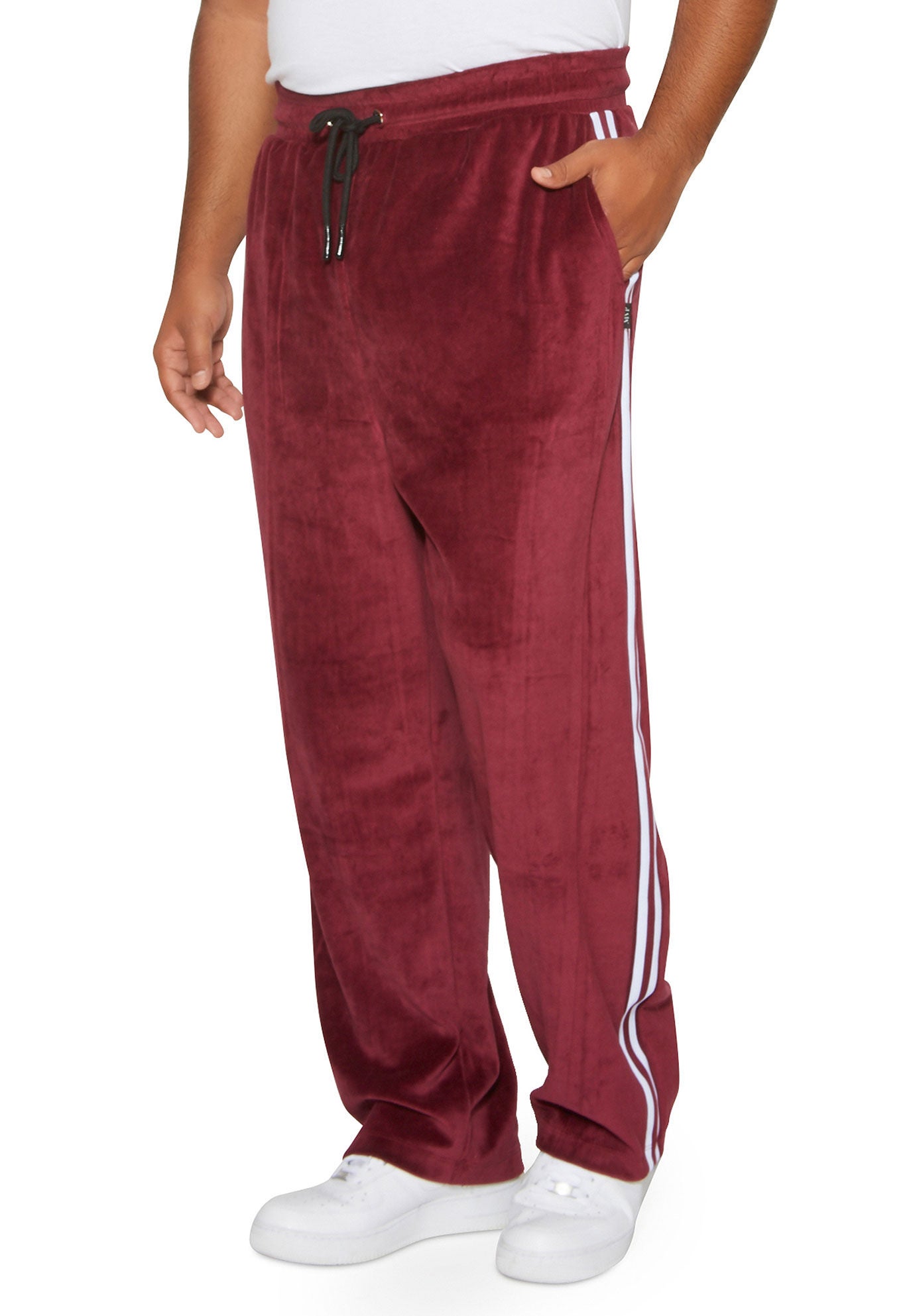 Velour Track Pants, BURGUNDY, hi-res image number 0
