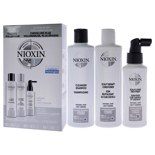 System 1 Kit by Nioxin for Unisex - 3 Pc 10.1oz Cleanser Shampoo, 10.1oz Scalp Therapy Conditioner, 3.38oz Scalp and Hair Treatment, , alternate image number null
