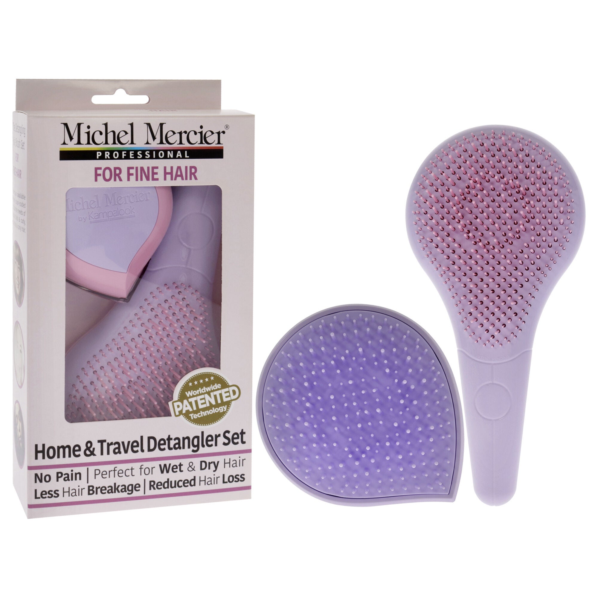 Home and Travel Detangler Set - Fine Hair by Michel Mercier for Unisex - 2 Pc The Classic Detangler Brush, The Travel Detangler Brush, , alternate image number 6