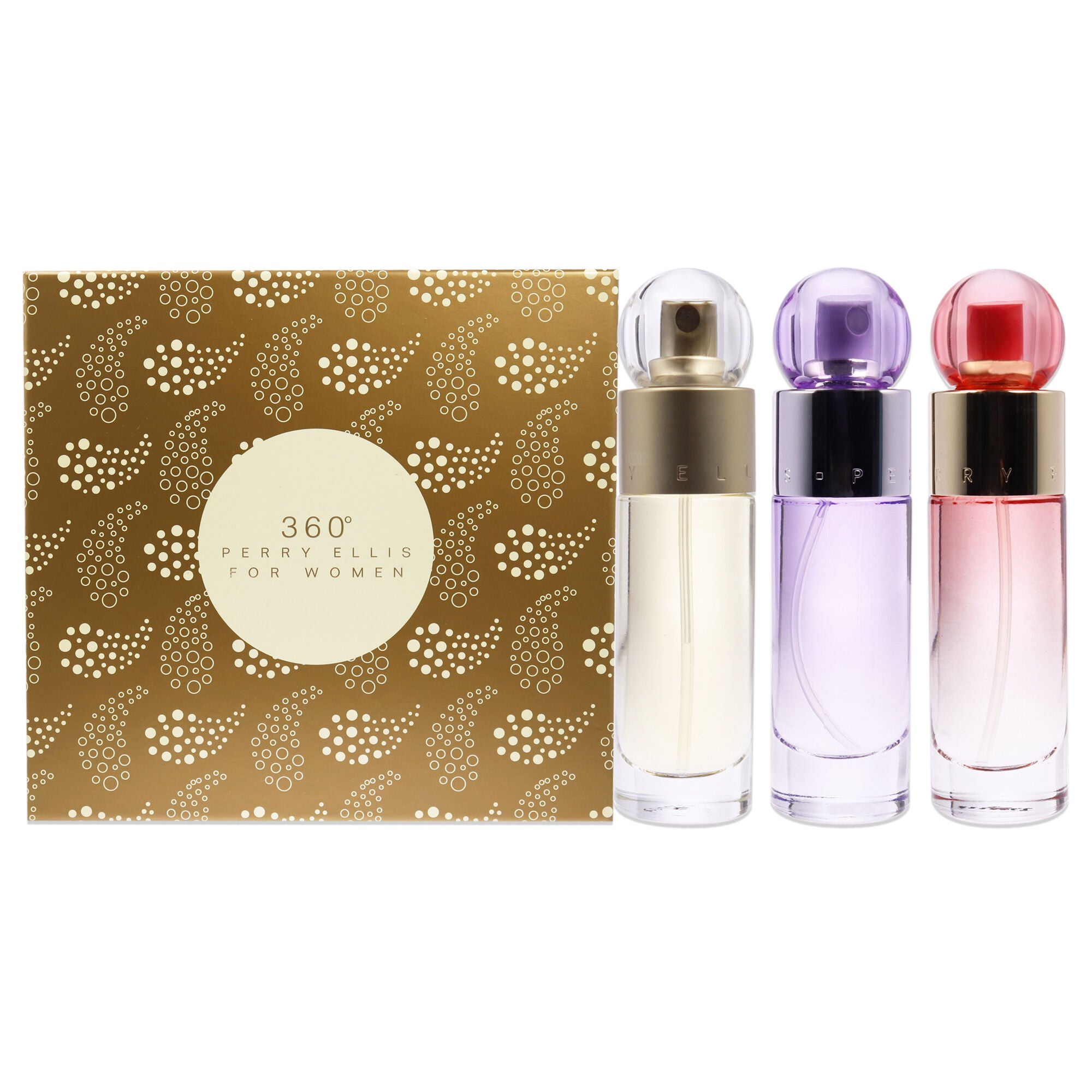360 by Perry Ellis for Women - 3 Pc Gift Set 1oz EDT Spray, 1oz Coral EDP Spray, 1oz Purple EDP Spray, See Description, hi-res image number 0
