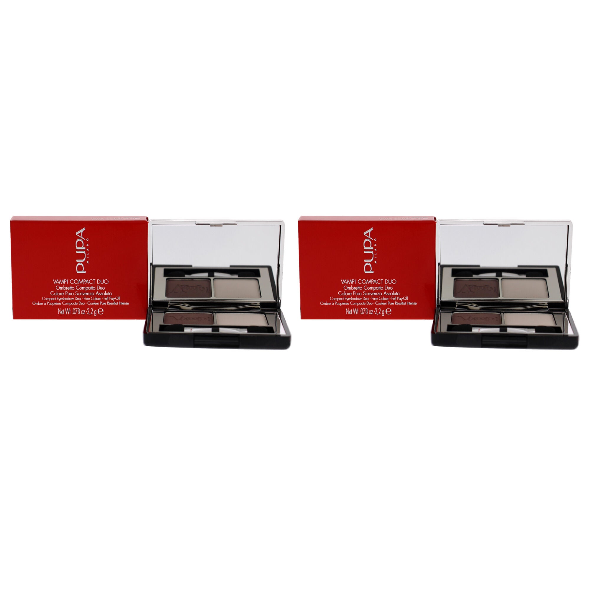 Vamp! Compact Duo Eyeshadow - 006 Brown Vanilla by Pupa Milano for Women - 0.078 oz Eye Shadow - Pack of 2, See Description, hi-res image number 0