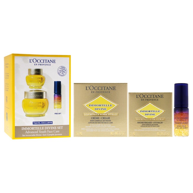 Immortelle Divine Set - Advance Youth Face Care by LOccitane for Unisex - 3 Pc 0.5oz Eye Balm, 1.7oz Cream, 0.16oz Oil-In-Serum, NA, alternate image number null