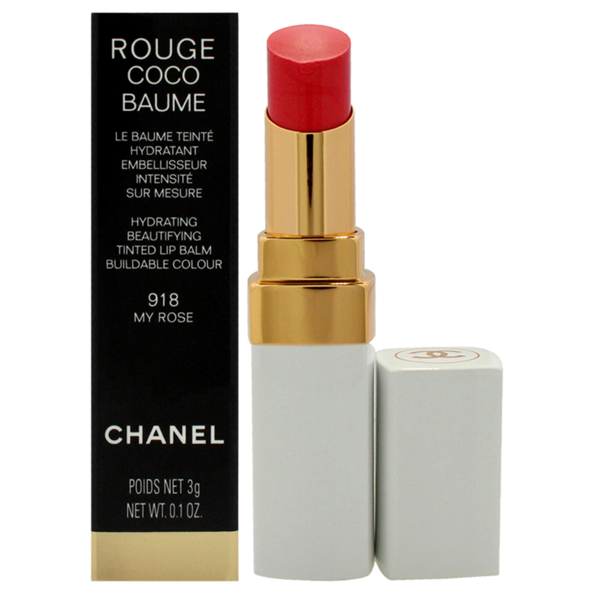 Rouge Coco Baume Hydrating Beautifying Tinted - 918 My Rose by Chanel for Women - 0.1 oz Lip Balm, See Description, hi-res image number 0