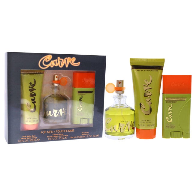 Curve by Liz Claiborne for Men - 3 Pc Gift Set 2.5oz EDC Spray, 3.4oz After Shave Balm, 1.7oz Deodorant Stick, , alternate image number null