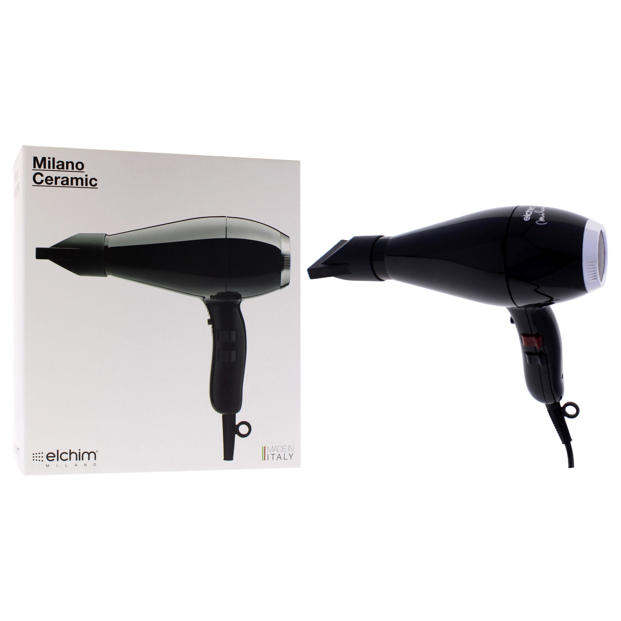 Milano Ceramic Hair Dryer - Black-Silver by Elchim for Unisex - 1 Pc Hair Dryer, See Description, alternate image number 1