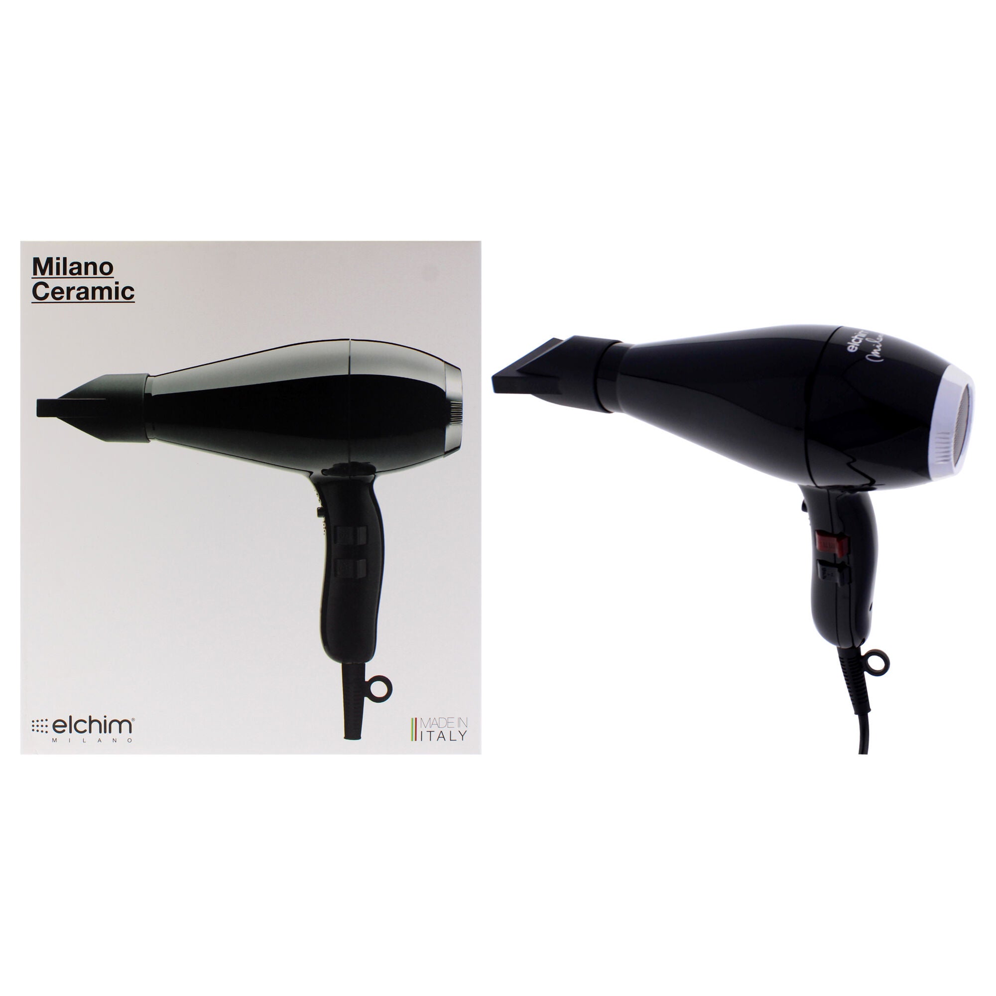 Milano Ceramic Hair Dryer - Black-Silver by Elchim for Unisex - 1 Pc Hair Dryer, See Description, hi-res image number 0