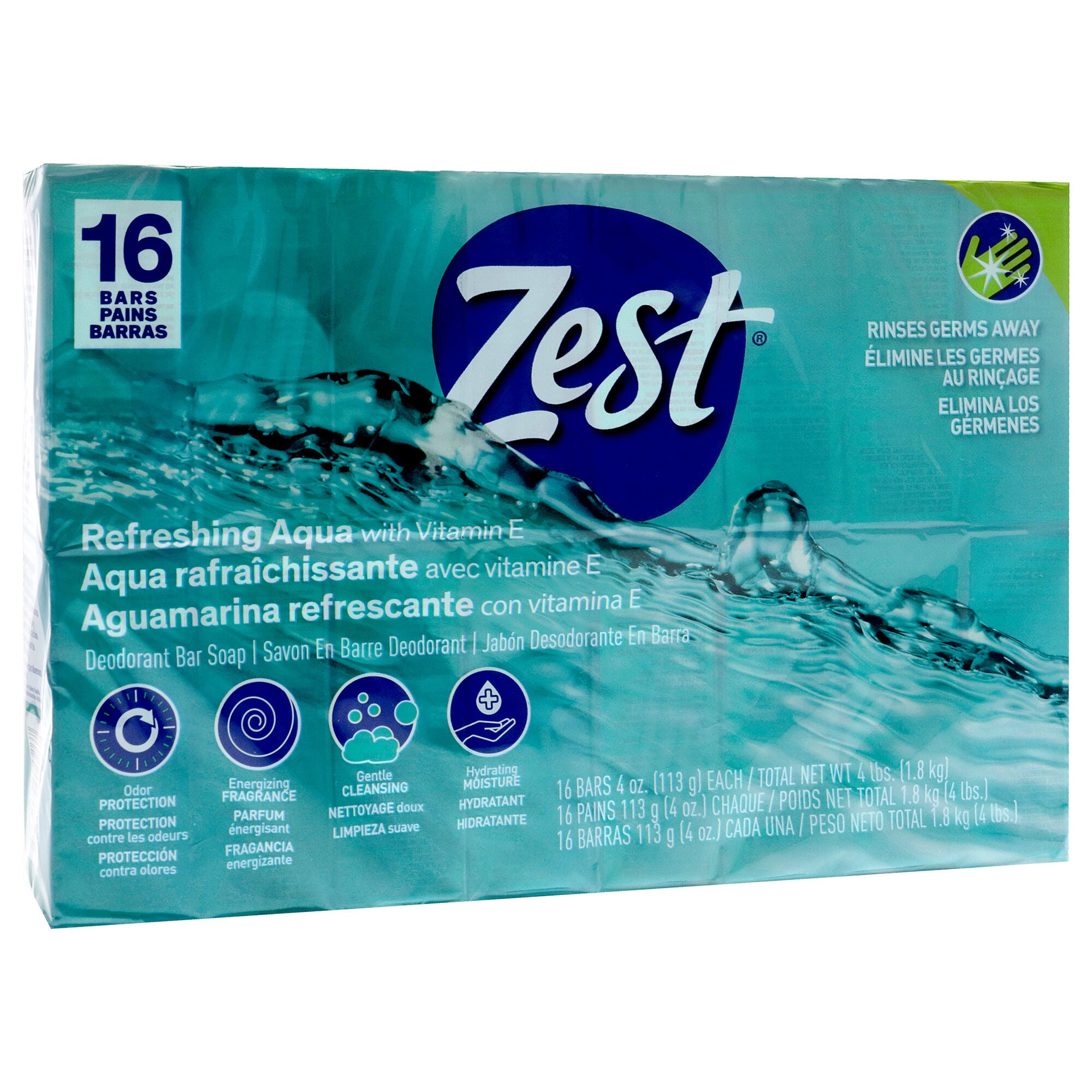 Refreshing Deodorant Bar Soap - Aqua by Zest for Women - 16 x 4 oz Bar Soap, See Description, alternate image number 2