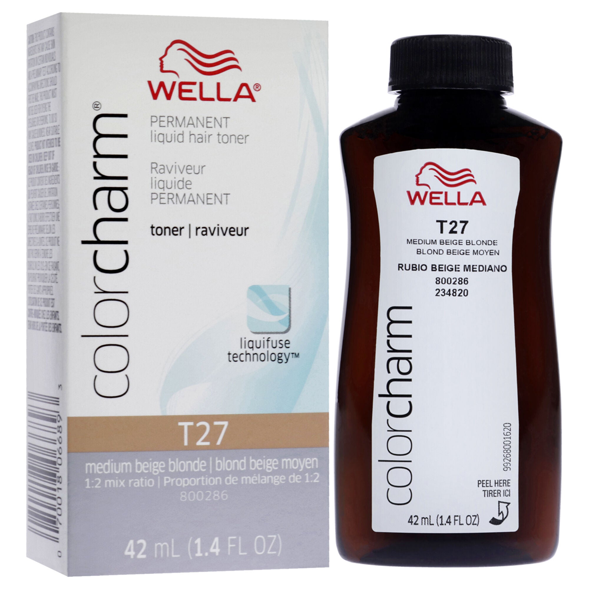 Color Charm Permanent Liquid Toner - T27 Medium Beige Blonde by Wella for Women - 1.4 oz Toner, See Description, alternate image number 2