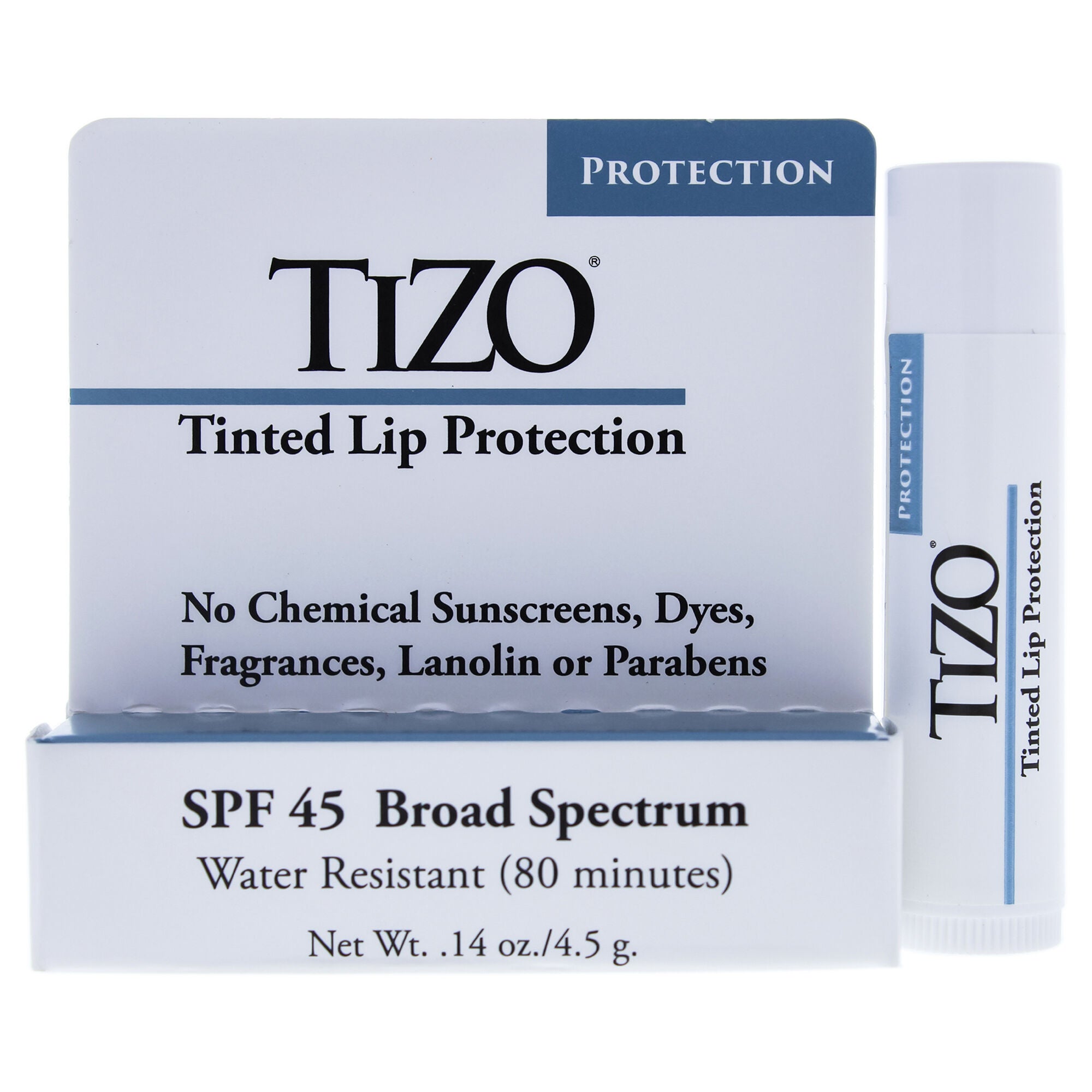 Tinted Lip Protection SPF 45 by Tizo for Unisex - 0.14 oz Lip Balm, See Description, hi-res image number 0