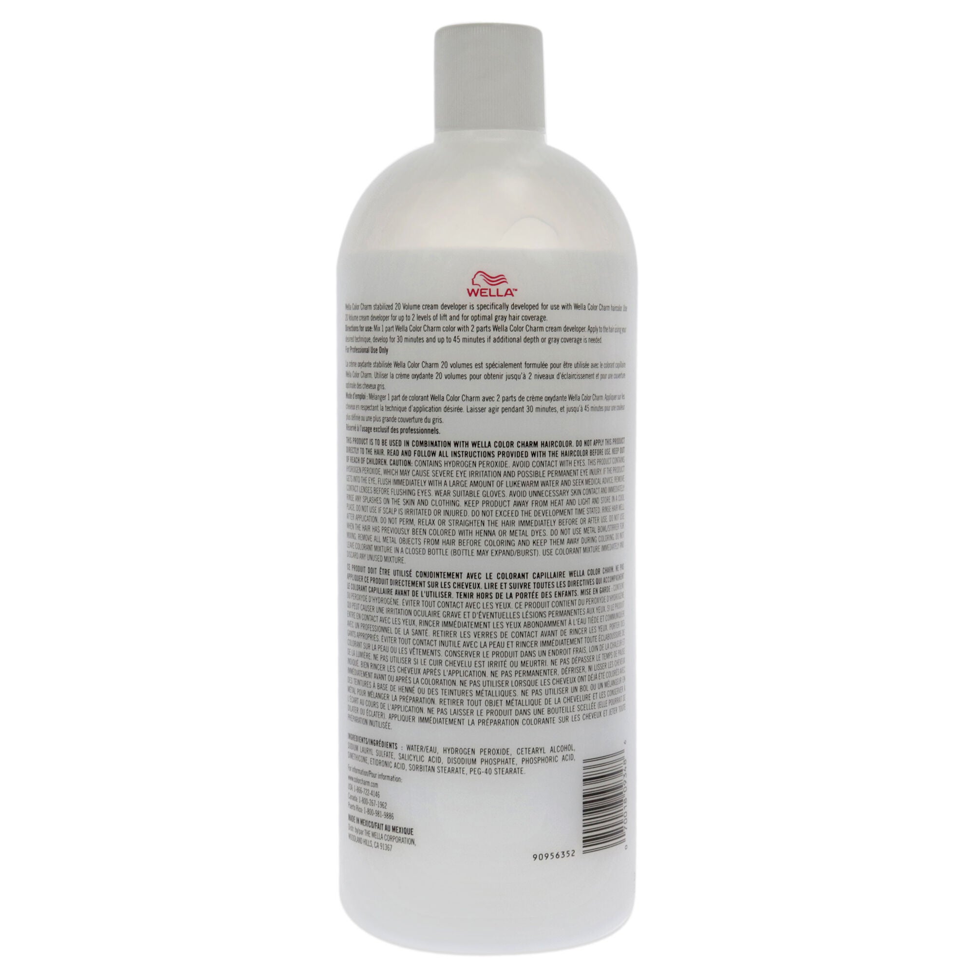 Color Charm 20 Volume Creme Developer by Wella for Unisex - 32 oz Lightener, See Description, alternate image number 1