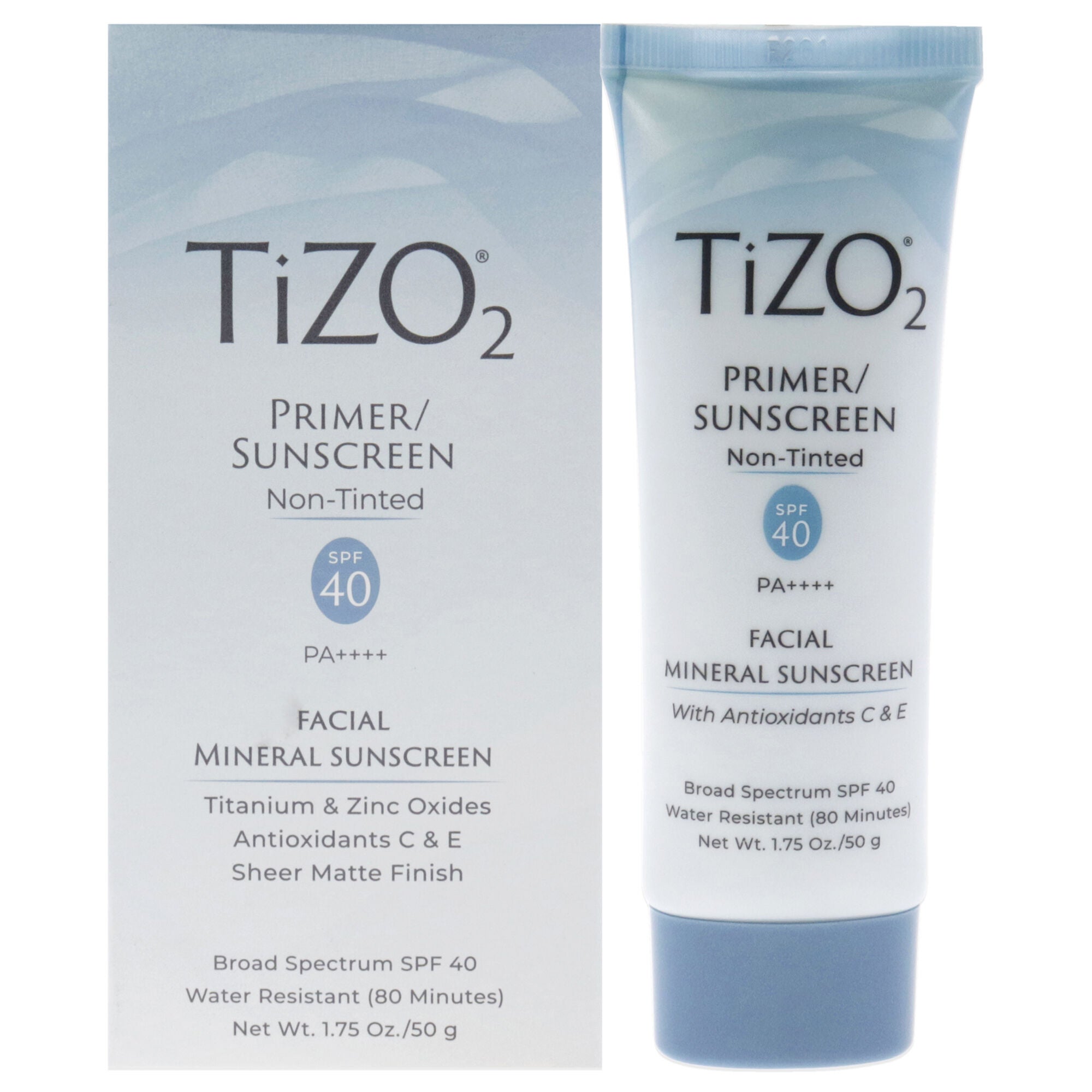 Tizo2 Facial Primer Non-tinted SPF 40 by Tizo for Unisex - 1.75 oz Sunscreen, See Description, hi-res image number 0