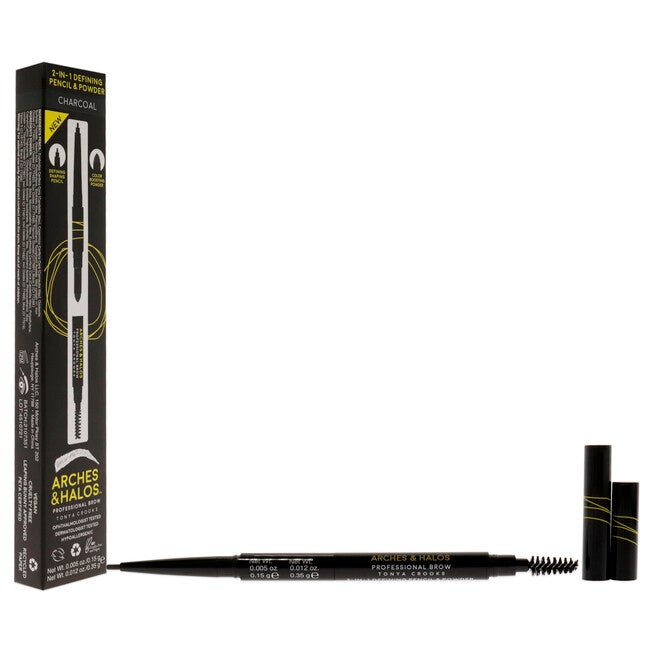 2-in-1 Defining Eyebrow Pencil and Powder - Charcoal by Arches and Halos for Women - 0.017 oz Makeup, NA, alternate image number null