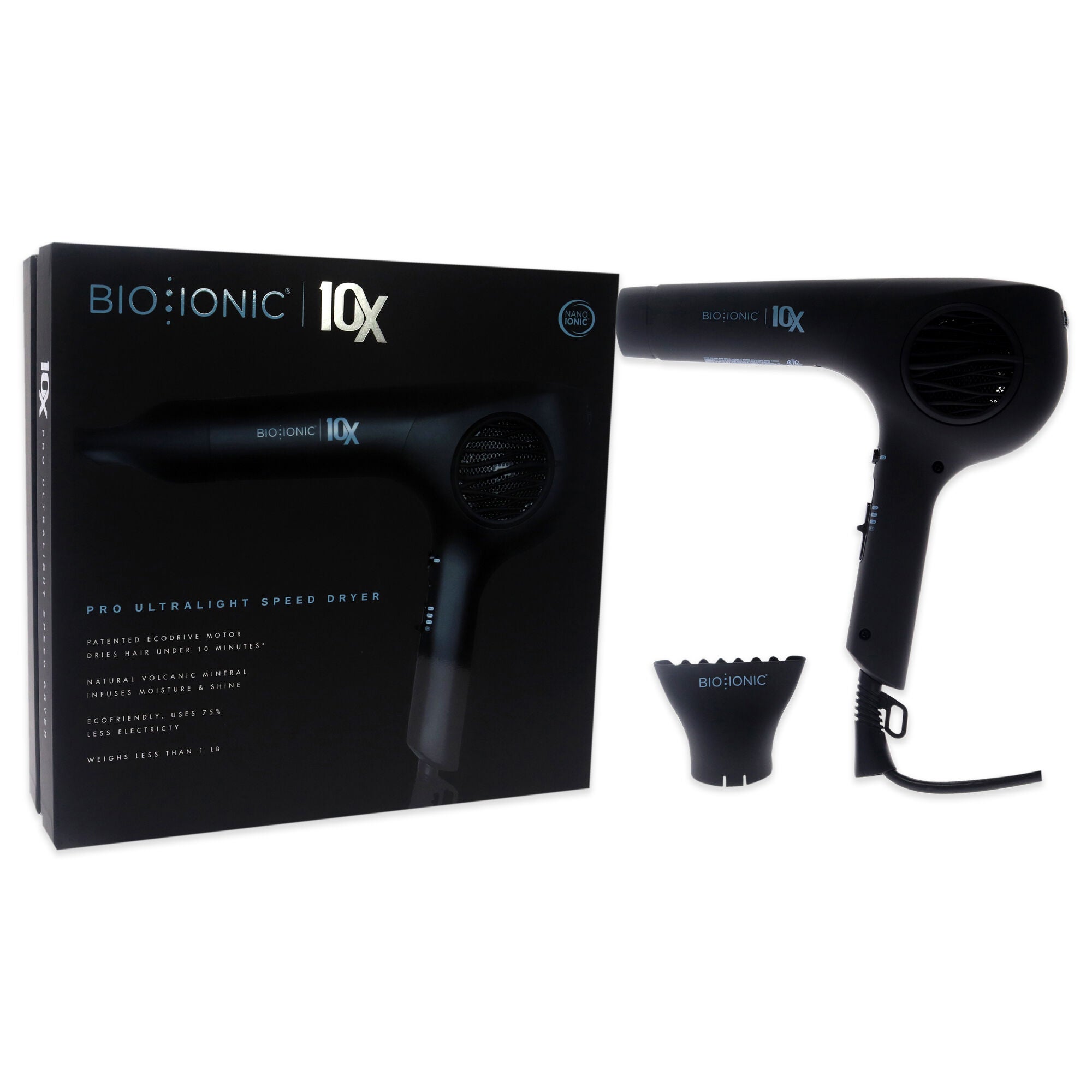 10x Pro Ultra Light Speed Dryer - Black by Bio Ionic for Women - 1 Pc Hair Dryer, See Description, alternate image number 1