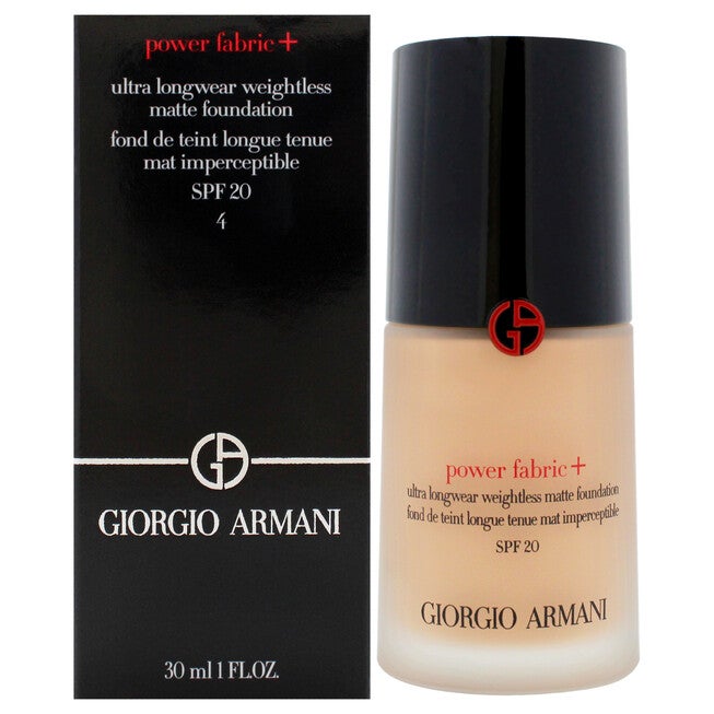 Power Fabric Plus Longwear Weightless Matte Foundation SPF 20 - 4 by Giorgio Armani for Women - 1 oz Foundation, NA, hi-res image number null
