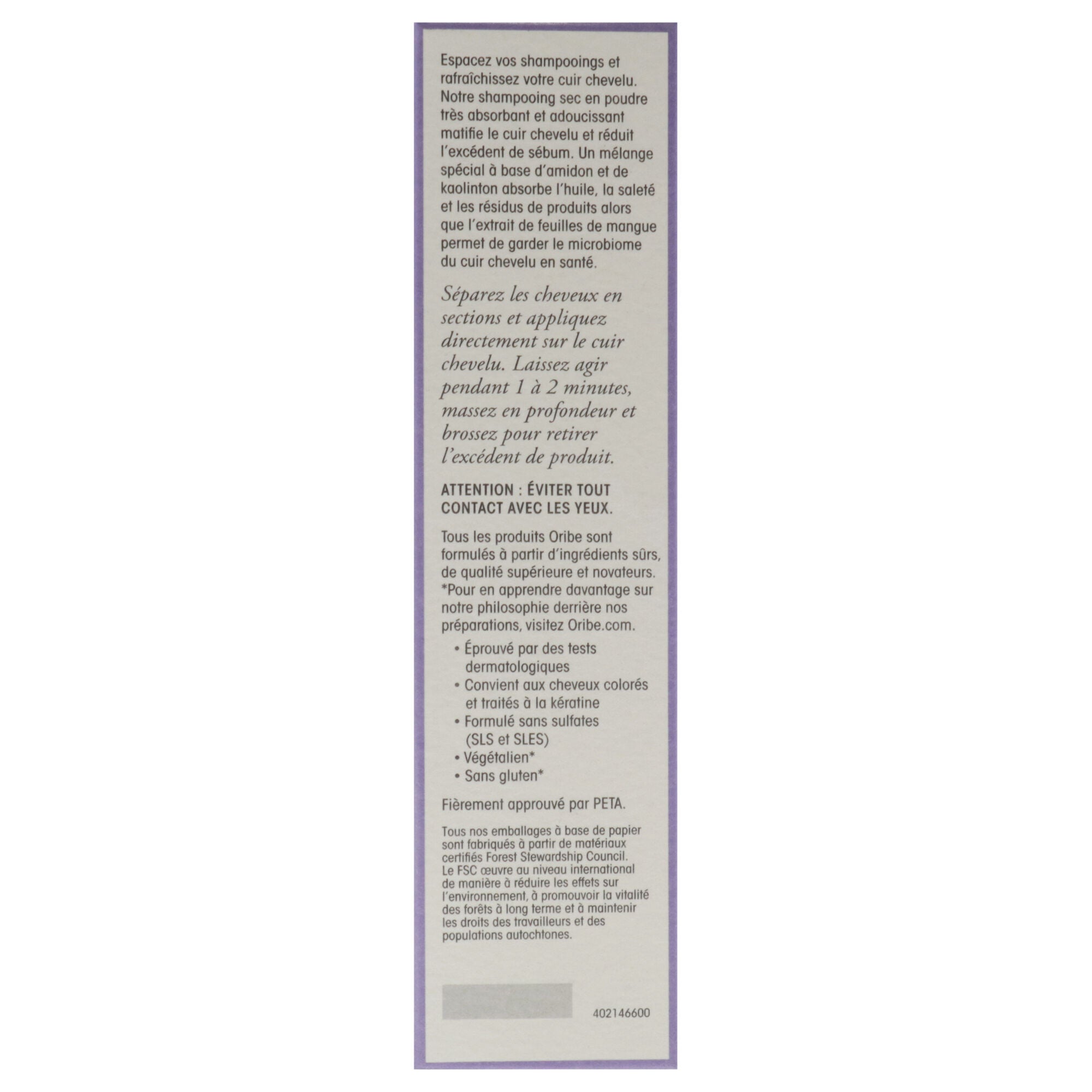 Serene Scalp Oil Control Powder Dry Shampoo by Oribe for Unisex - 1.6 oz Shampoo, White, alternate image number 5