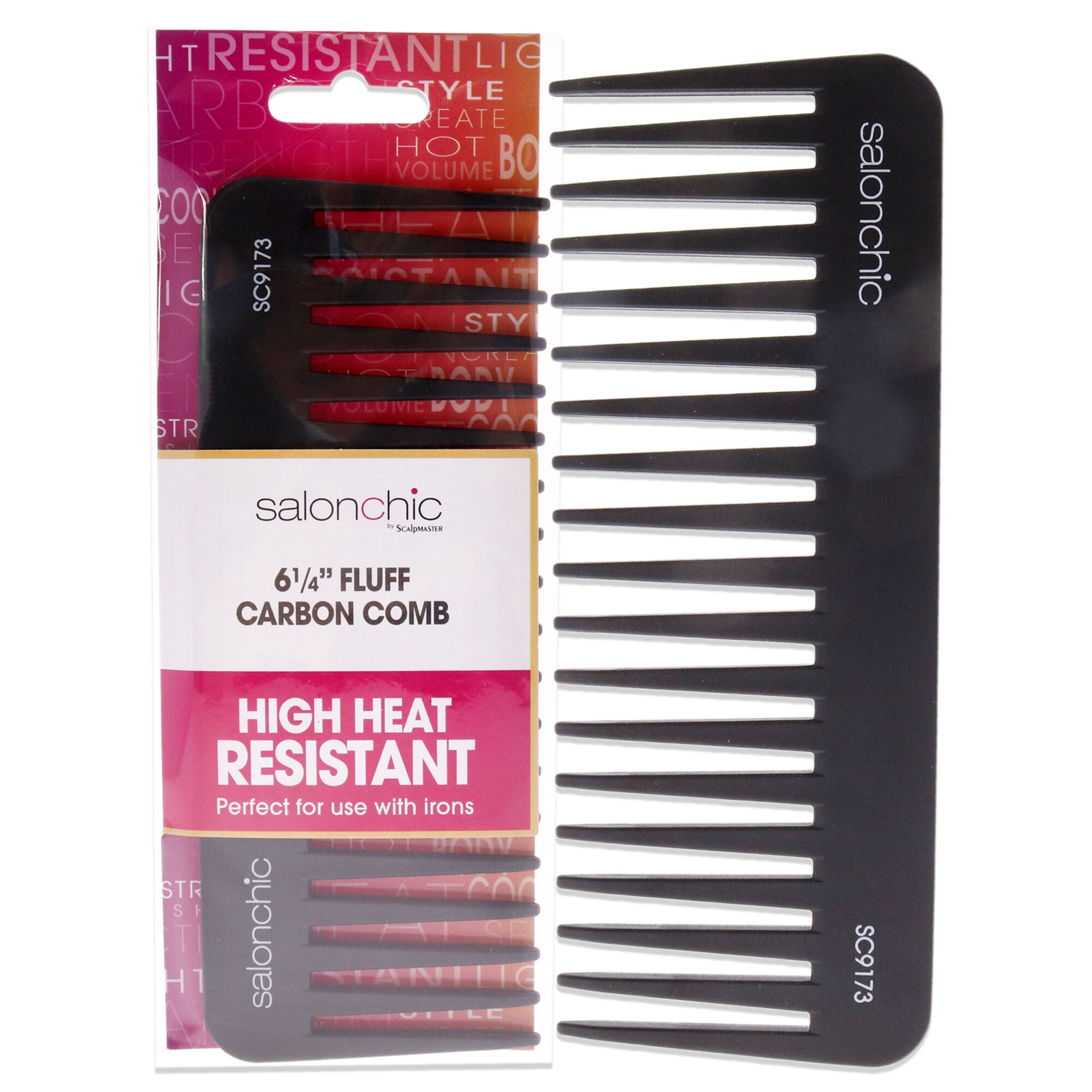 Fluff Carbon Comb High Heat Resistant 6.25 by SalonChic for Unisex - 1 Pc Comb, See Description, hi-res image number 0