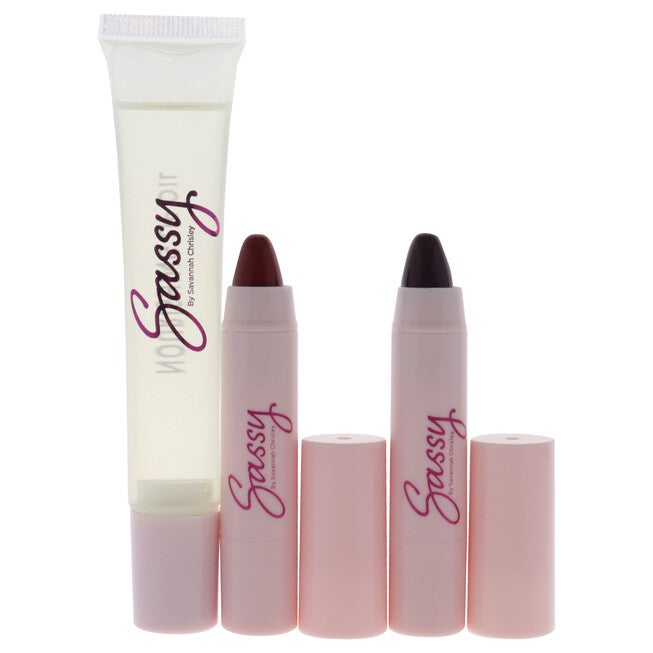 Breakup Collection Lip Kit - Girls Night Out by Sassy by Savannah Chrisley for Women - 3 Pc Nourishing Lip Oil, 2Pc Tinted Lip Balms, NA, alternate image number null