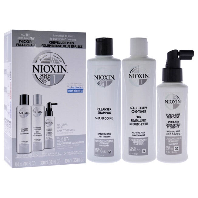 System 1 Kit by Nioxin for Unisex - 3 Pc 10.1oz Cleanser Shampoo, 10.1oz Scalp Therapy Conditioner, 3.38oz Scalp and Hair Treatment, NA, alternate image number null