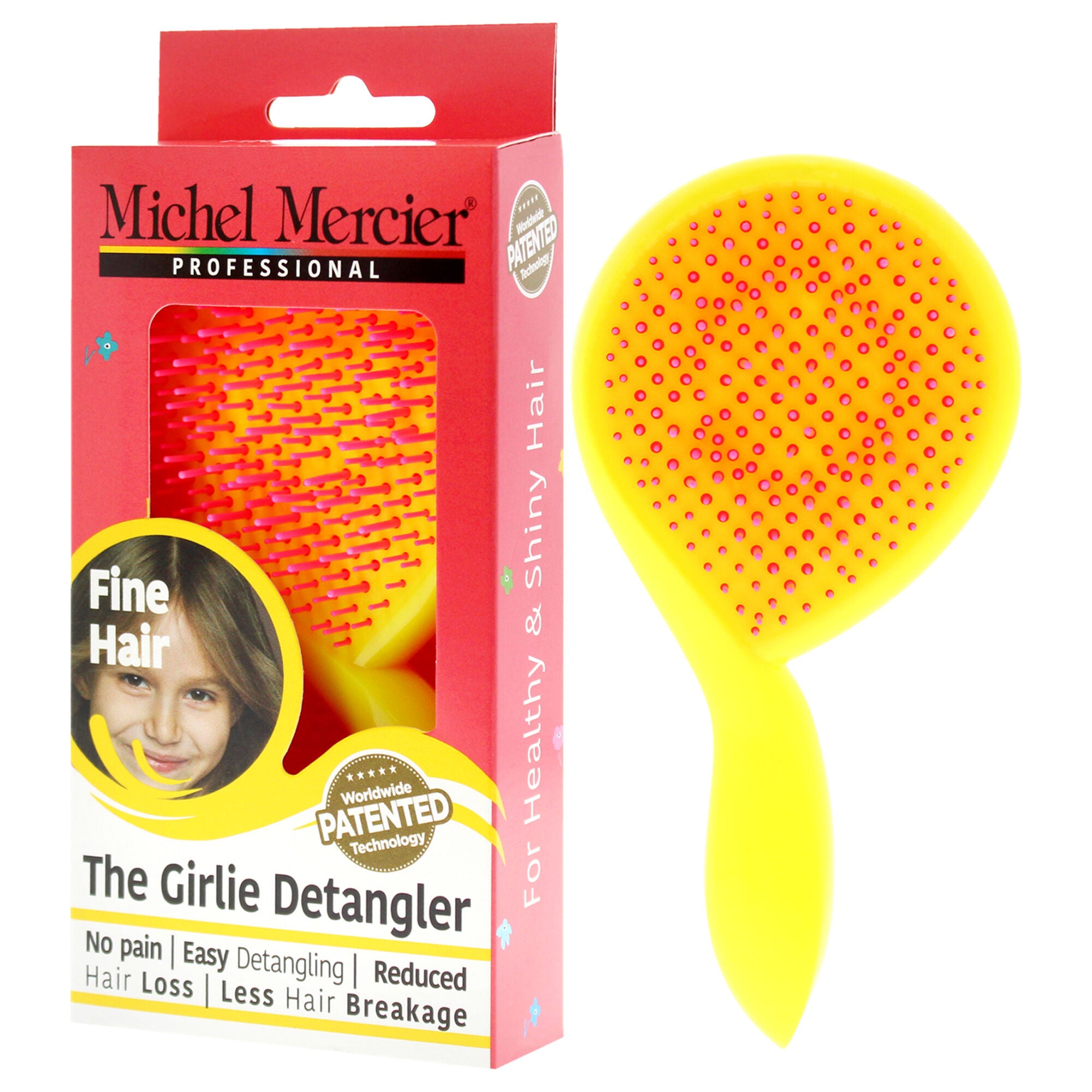 The Girlie Detangler Brush Fine Hair - Pink-Yellow by Michel Mercier for Women - 1 Pc Hair Brush, , alternate image number 7