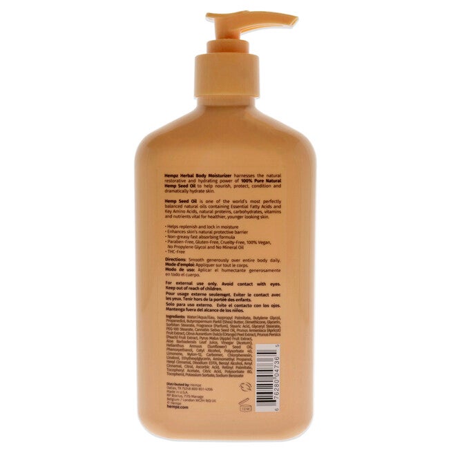 Apricot and Clementine Smoothing Herbal Body Moisturizer by Hempz for Unisex - 17 oz Moisturizer, , alternate image number null