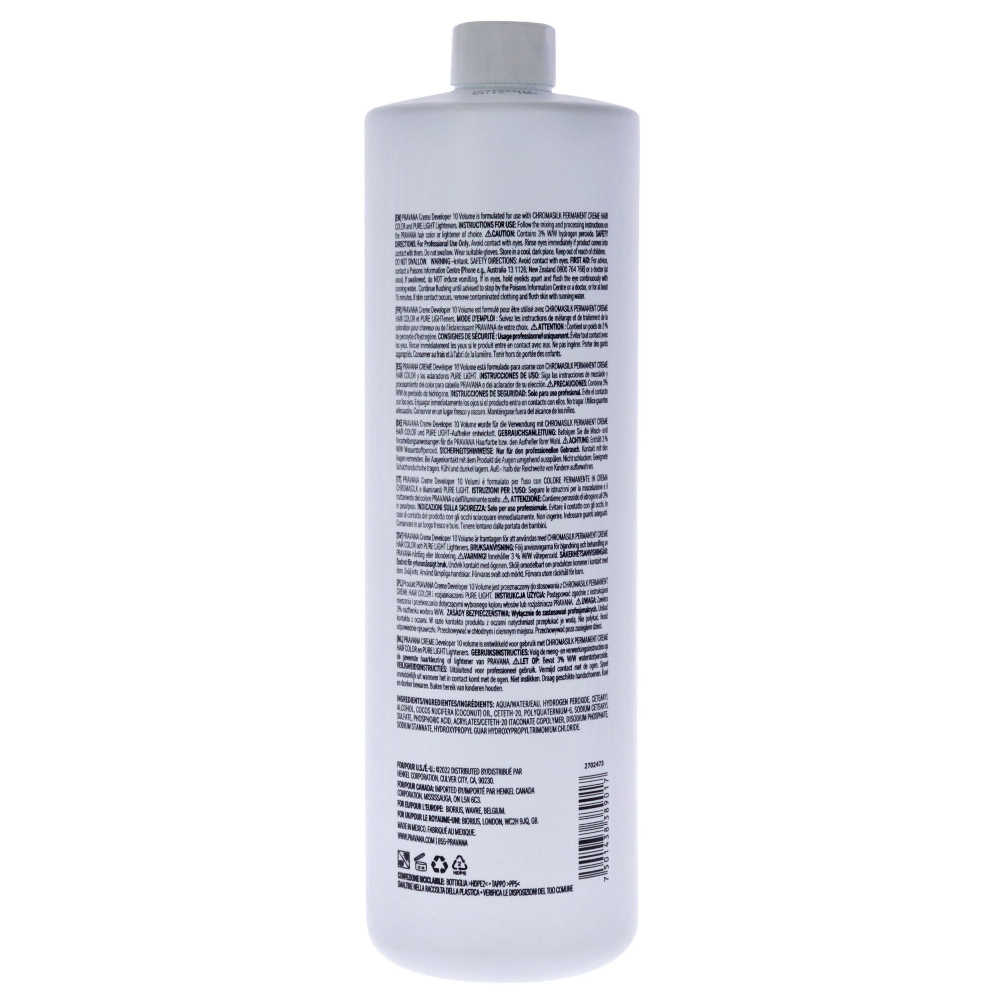 Creme Developer 10 Volume by Pravana for Unisex - 33.8 oz Lightener, , alternate image number 3