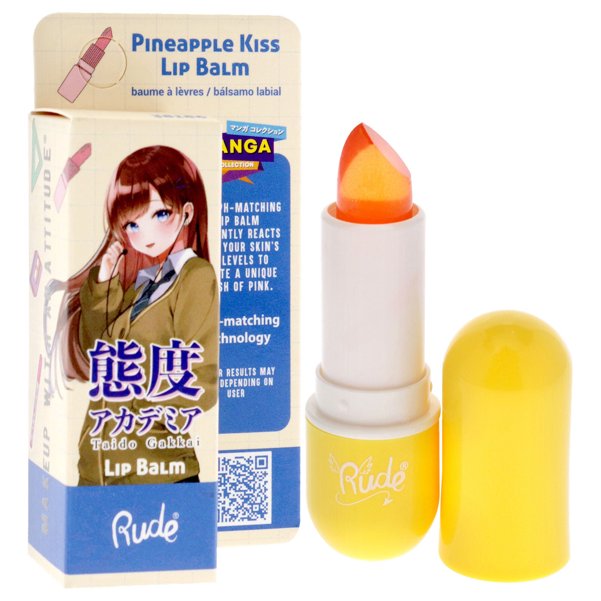 Manga Collection Lip Balm - Pineapple Kiss by Rude Cosmetics for Women - 0.123 oz Lip Balm, See Description, alternate image number 1