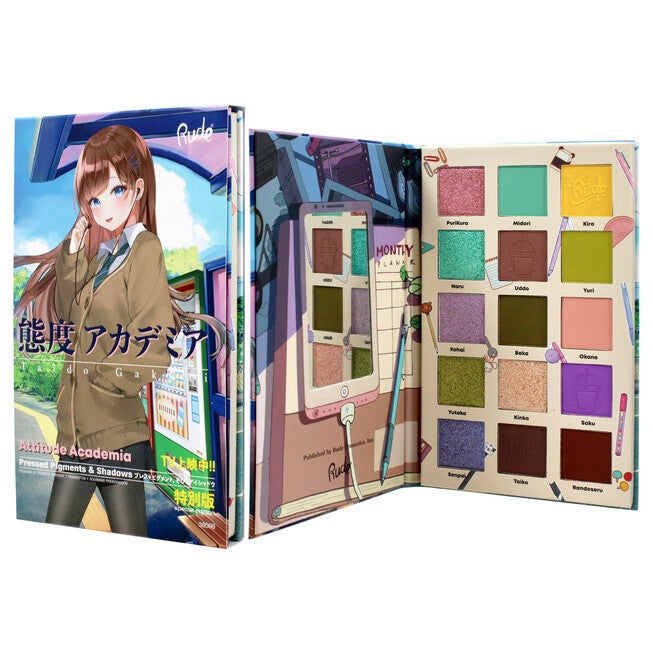 Manga Collection Pressed Pigments and Shadows Palette - Attitude Academia by Rude Cosmetics for Women - 0.77 oz Palette, See Description, alternate image number 3