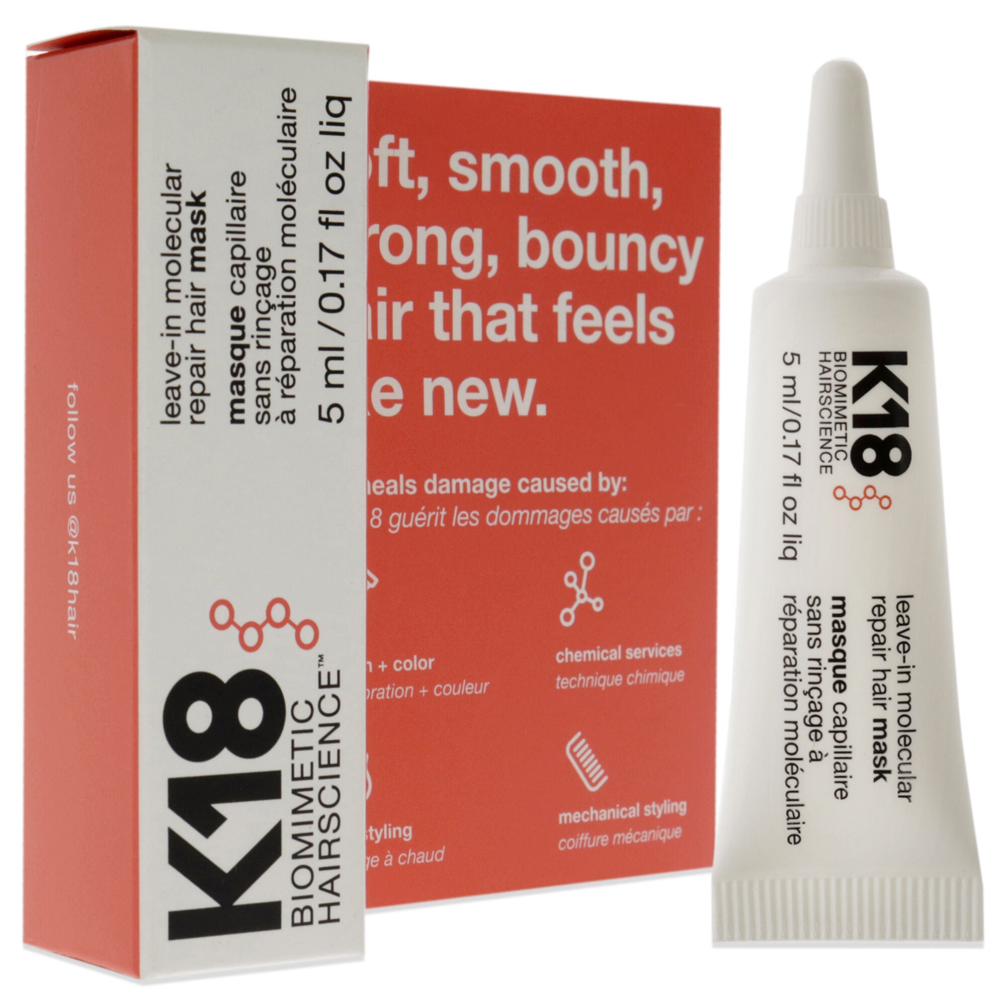 Leave-In Molecular Repair Hair Mask by K18 Hair for Unisex - 0.17 oz Masque, , alternate image number 6